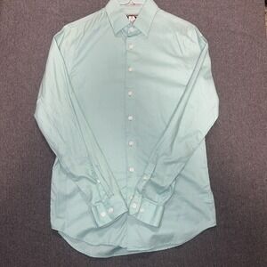 Express Slim 1MX Mens Small Button Down Shirt Linen Blend Light Green Casual